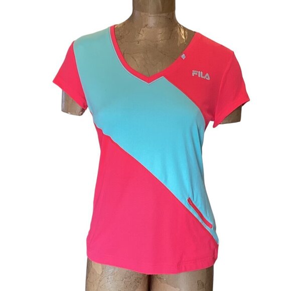 Bundle of 2 FILA Performance Sport Short Sleeve V-Neck Tops Womens Sz M  #86M - Picture 5 of 7